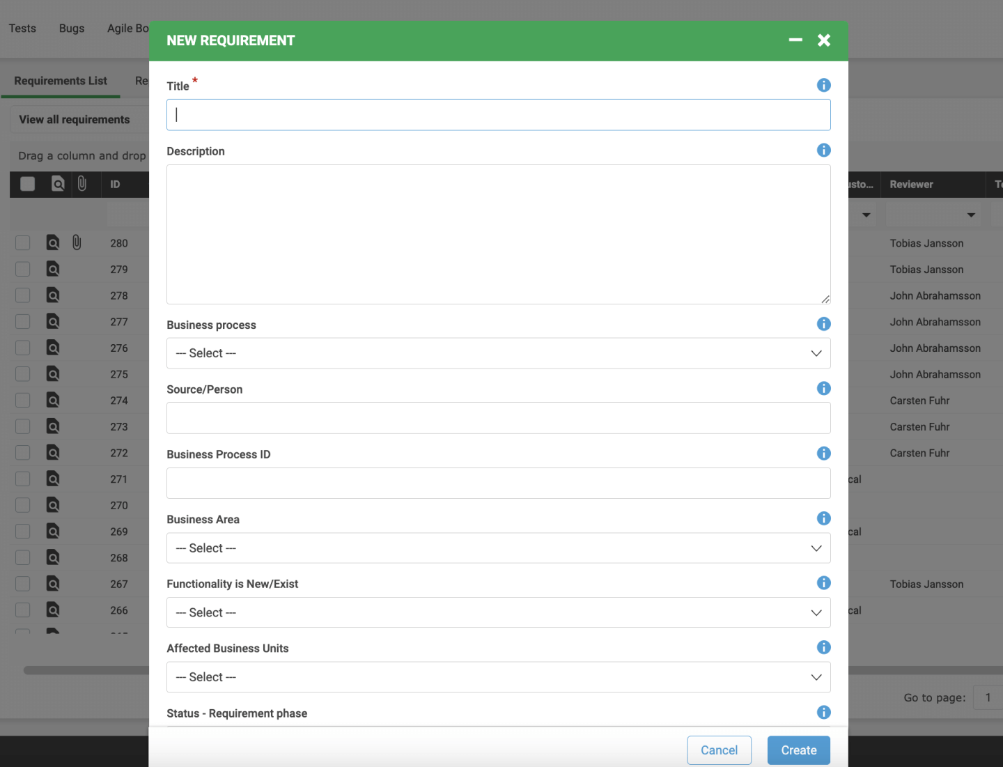 In Reqtest, you can easily create or import requirements
